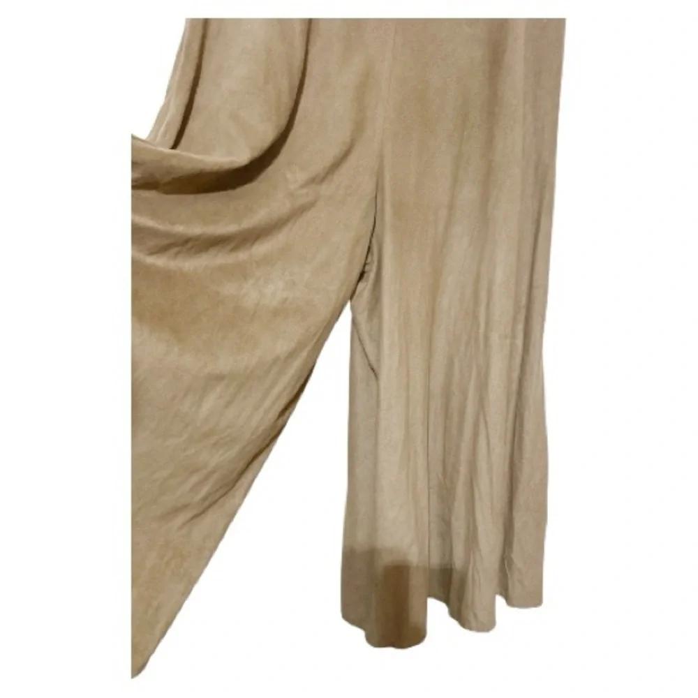 WahMaker Vintage Collection Tan Faux Suede Wide Leg Palazzo Culotte Pants Sze 12 - Picture 4 of 6